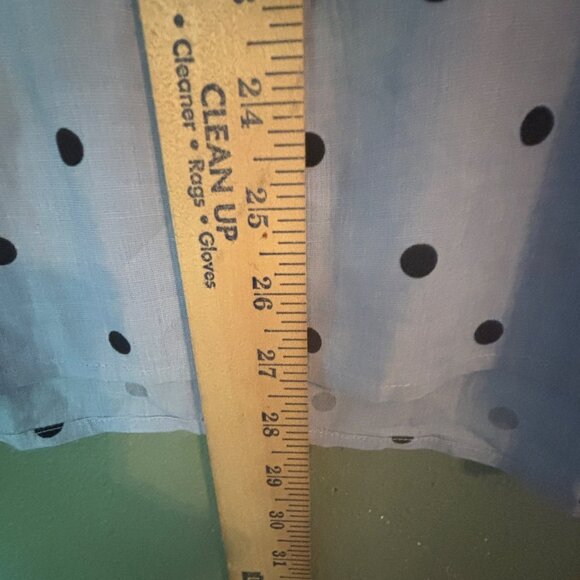 Talbots Shirt Chambray Blue w/ Black Polka Dots Classic Collar Professional Prep - Picture 7 of 8